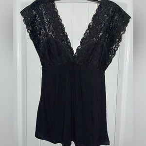 Forever21 Black Lace deep neck blouse